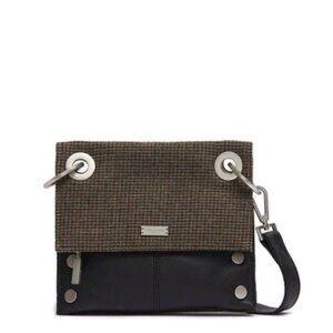 Hammitt Montana Small Reversible Edison Houndstooth TAN PLAID Black CROSSBODY